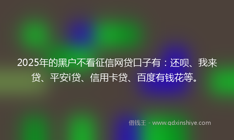 2025年的黑户不看征信网贷口子有：还呗、我来贷、平安i贷、信用卡贷、百度有钱花等。