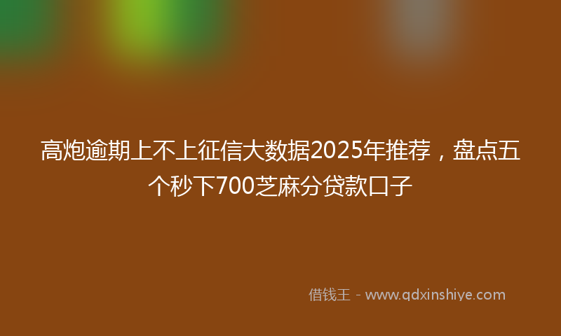 高炮逾期上不上征信大数据2025年推荐，盘点五个秒下700芝麻分贷款口子