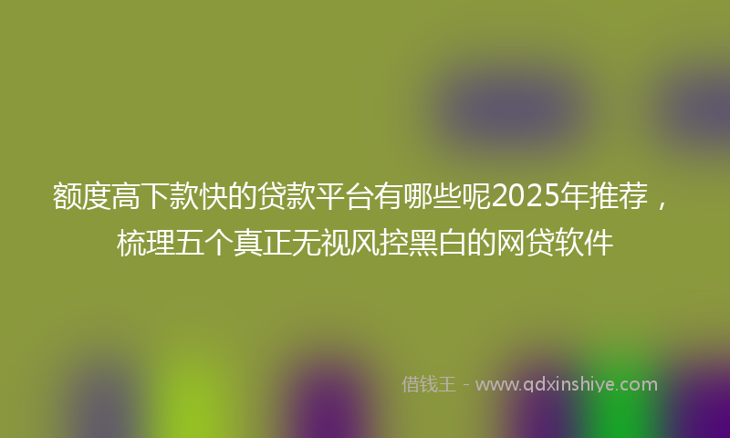 额度高下款快的贷款平台有哪些呢2025年推荐，梳理五个真正无视风控黑白的网贷软件
