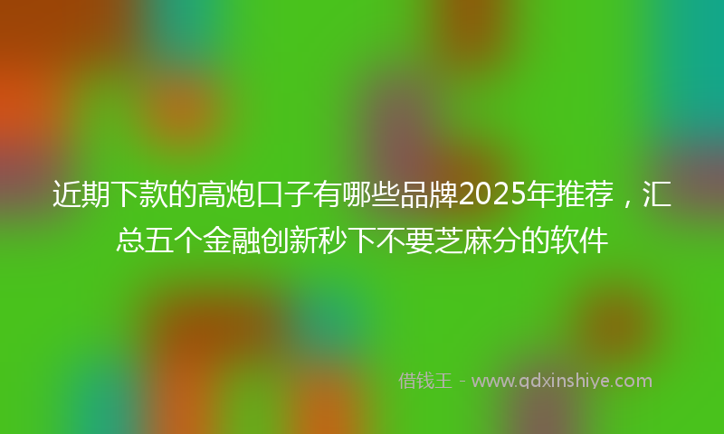 近期下款的高炮口子有哪些品牌2025年推荐，汇总五个金融创新秒下不要芝麻分的软件
