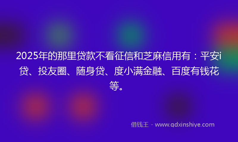 2025年的那里贷款不看征信和芝麻信用有：平安i贷、投友圈、随身贷、度小满金融、百度有钱花等。