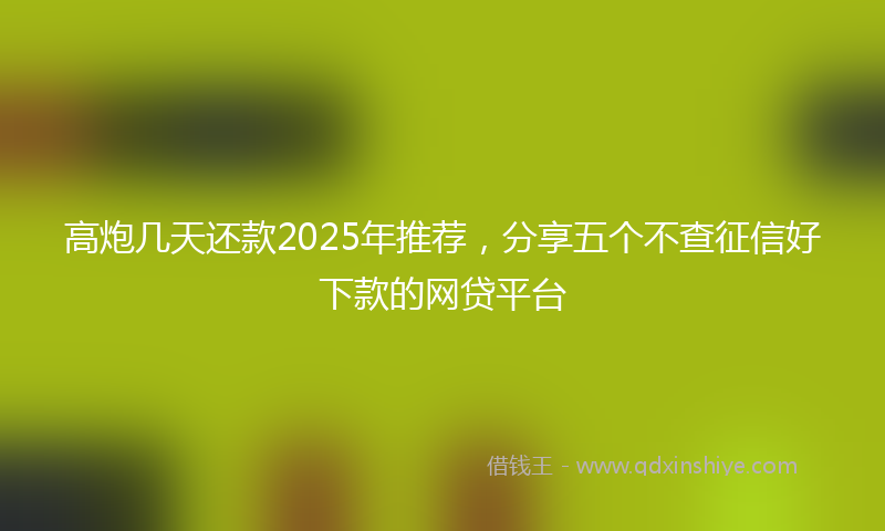 高炮几天还款2025年推荐，分享五个不查征信好下款的网贷平台