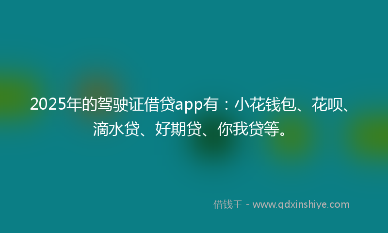 2025年的驾驶证借贷app有：小花钱包、花呗、滴水贷、好期贷、你我贷等。