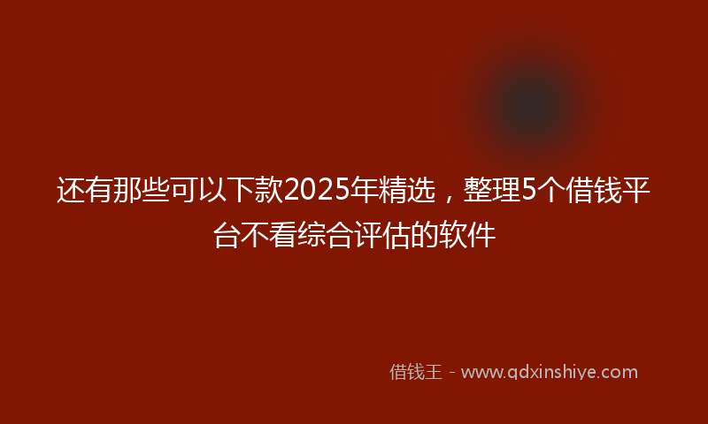 还有那些可以下款2025年精选，整理5个借钱平台不看综合评估的软件