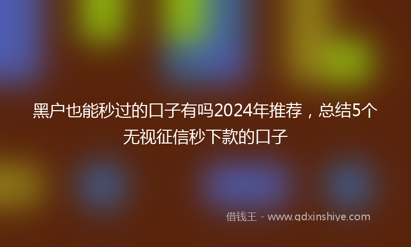 黑户也能秒过的口子有吗2024年推荐，总结5个无视征信秒下款的口子