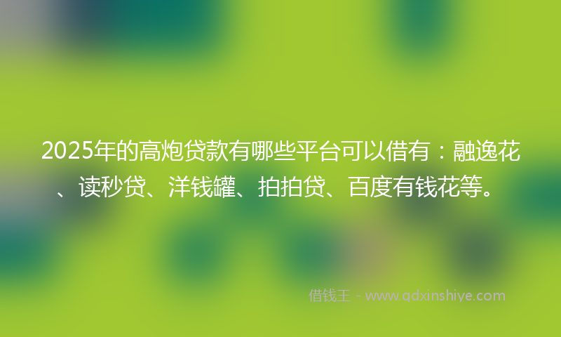 2025年的高炮贷款有哪些平台可以借有：融逸花、读秒贷、洋钱罐、拍拍贷、百度有钱花等。