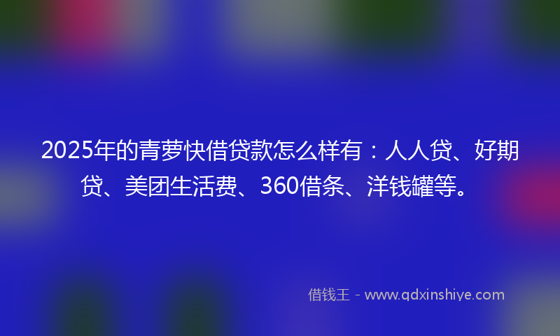 2025年的青萝快借贷款怎么样有：人人贷、好期贷、美团生活费、360借条、洋钱罐等。