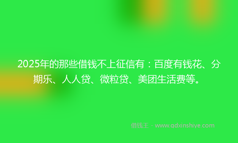 2025年的那些借钱不上征信有:百度有钱花、分期乐、人人贷、微粒贷、美团生活费等。