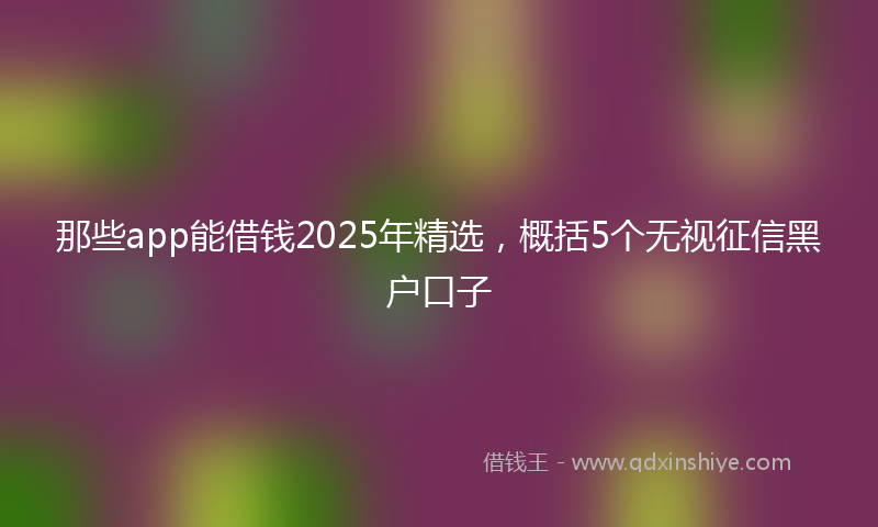 那些app能借钱2025年精选，概括5个无视征信黑户口子