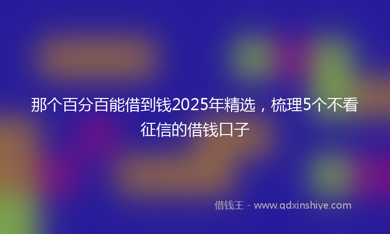 那个百分百能借到钱2025年精选，梳理5个不看征信的借钱口子