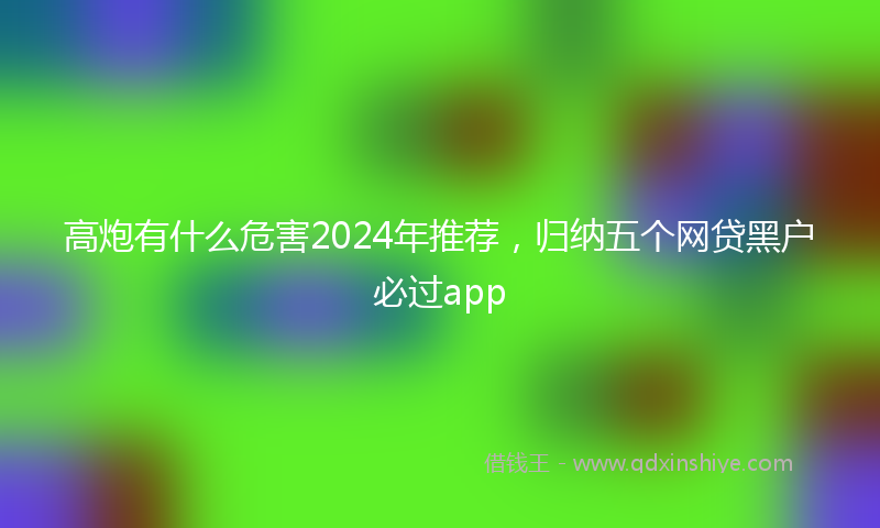 高炮有什么危害2024年推荐，归纳五个网贷黑户必过app