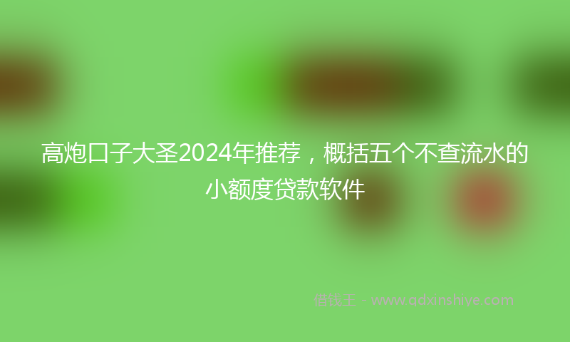 高炮口子大圣2024年推荐，概括五个不查流水的小额度贷款软件