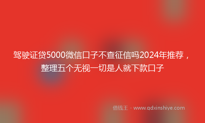 驾驶证贷5000微信口子不查征信吗2024年推荐，整理五个无视一切是人就下款口子