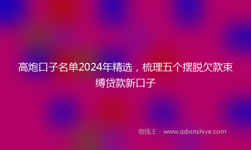 高炮口子名单2024年精选，梳理五个摆脱欠款束缚贷款新口子