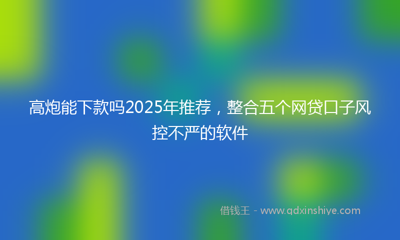 高炮能下款吗2025年推荐，整合五个网贷口子风控不严的软件