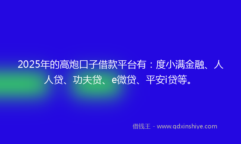 2025年的高炮口子借款平台有：度小满金融、人人贷、功夫贷、e微贷、平安i贷等。