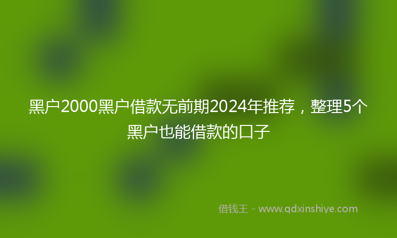 黑户2000黑户借款无前期2024年推荐，整理5个黑户也能借款的口子
