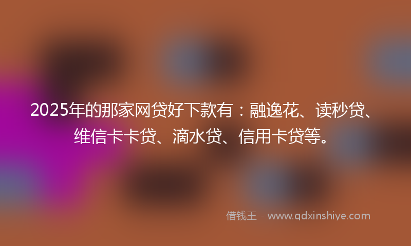 2025年的那家网贷好下款有：融逸花、读秒贷、维信卡卡贷、滴水贷、信用卡贷等。