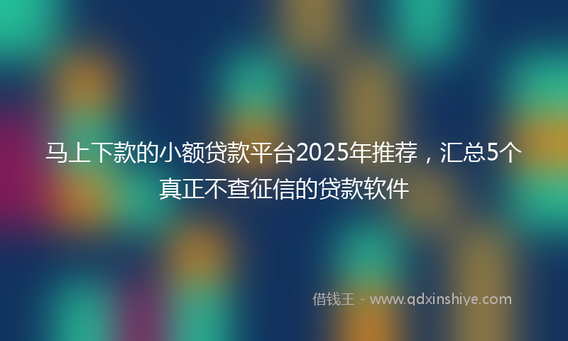 马上下款的小额贷款平台2025年推荐，汇总5个真正不查征信的贷款软件