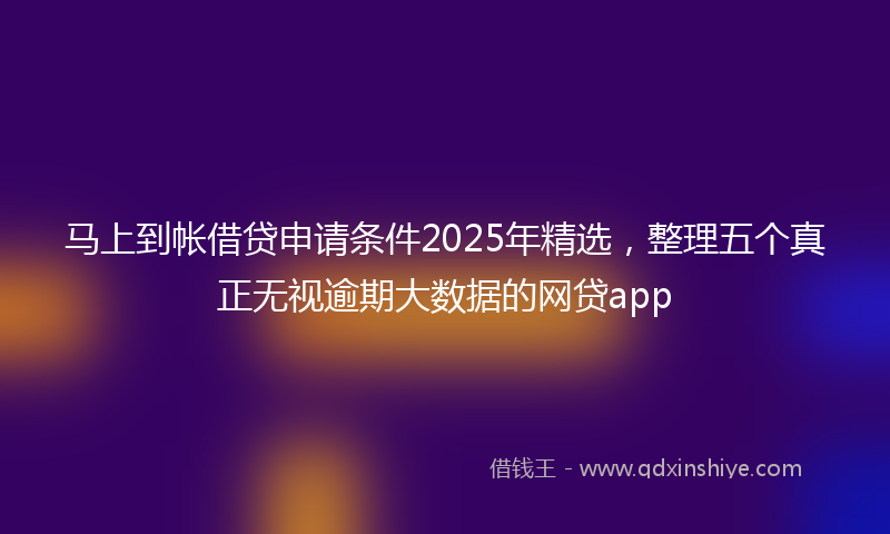 马上到帐借贷申请条件2025年精选，整理五个真正无视逾期大数据的网贷app