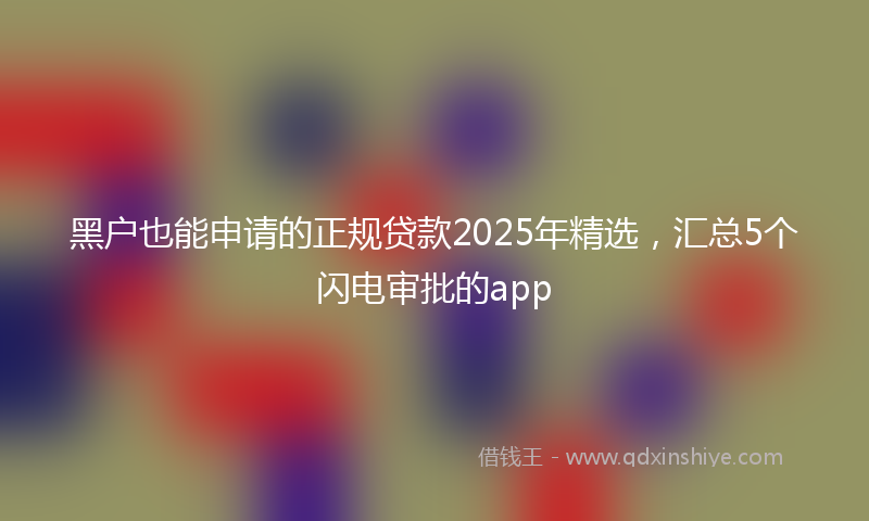 黑户也能申请的正规贷款2025年精选，汇总5个闪电审批的app