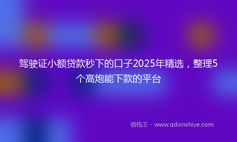 驾驶证小额贷款秒下的口子2025年精选，整理5个高炮能下款的平台