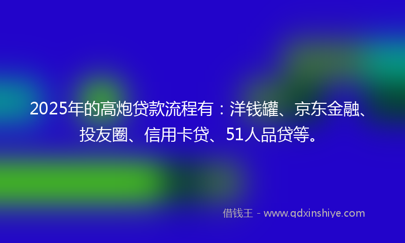 2025年的高炮贷款流程有：洋钱罐、京东金融、投友圈、信用卡贷、51人品贷等。