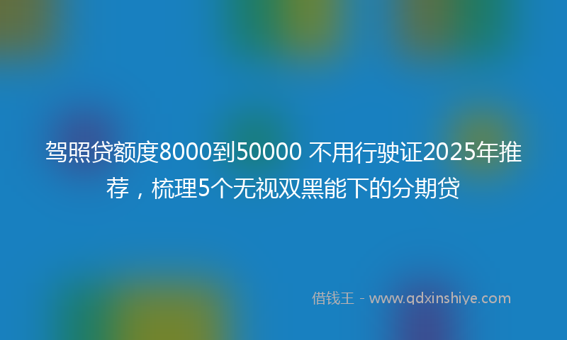 驾照贷额度8000到50000 不用行驶证2025年推荐，梳理5个无视双黑能下的分期贷