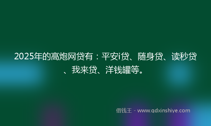 2025年的高炮网贷有：平安i贷、随身贷、读秒贷、我来贷、洋钱罐等。