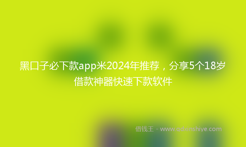 黑口子必下款app米2024年推荐，分享5个18岁借款神器快速下款软件