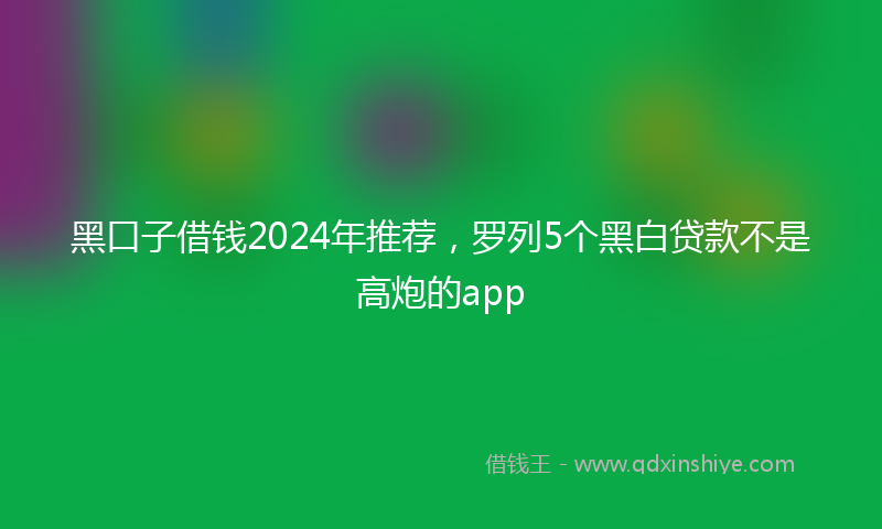 黑口子借钱2024年推荐，罗列5个黑白贷款不是高炮的app