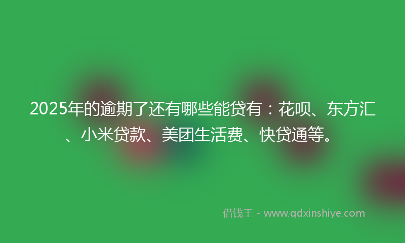 2025年的逾期了还有哪些能贷有：花呗、东方汇、小米贷款、美团生活费、快贷通等。