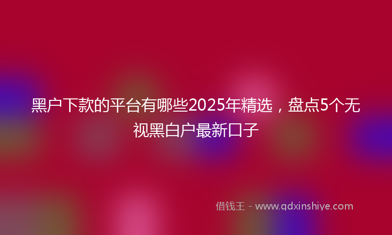 黑户下款的平台有哪些2025年精选，盘点5个无视黑白户最新口子