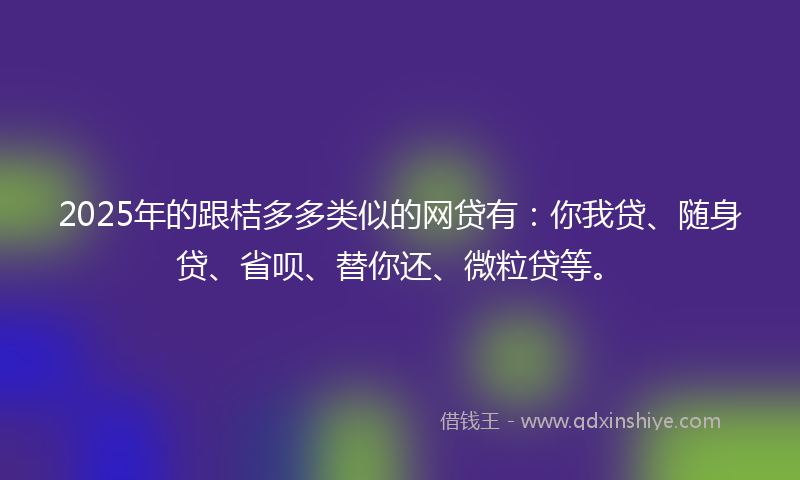 2025年的跟桔多多类似的网贷有：你我贷、随身贷、省呗、替你还、微粒贷等。