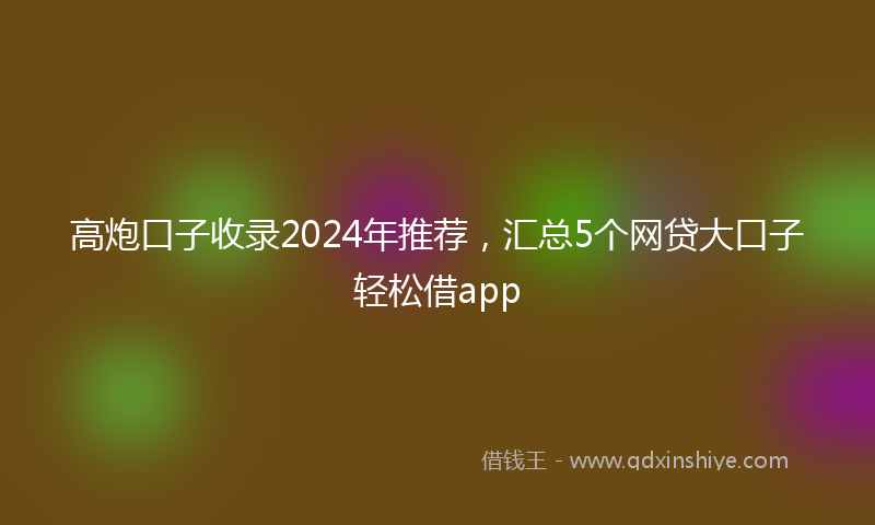 高炮口子收录2024年推荐，汇总5个网贷大口子轻松借app