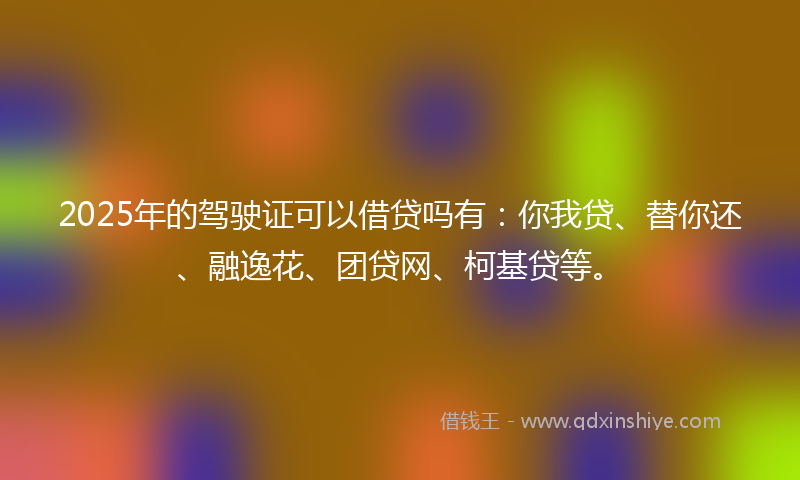 2025年的驾驶证可以借贷吗有：你我贷、替你还、融逸花、团贷网、柯基贷等。