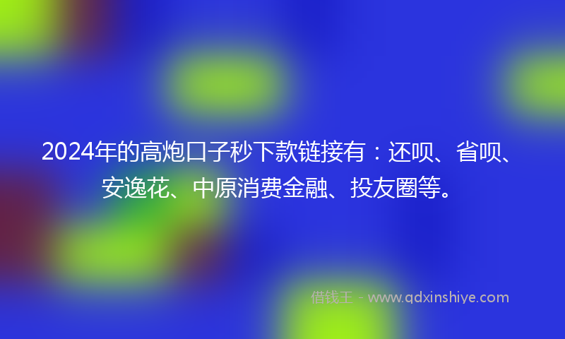 2024年的高炮口子秒下款链接有：还呗、省呗、安逸花、中原消费金融、投友圈等。