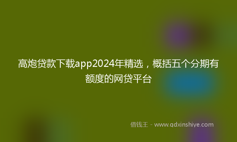 高炮贷款下载app2024年精选，概括五个分期有额度的网贷平台