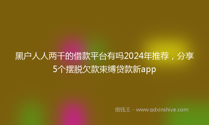 黑户人人两千的借款平台有吗2024年推荐，分享5个摆脱欠款束缚贷款新app