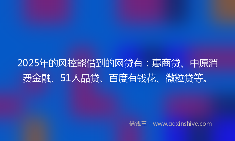 2025年的风控能借到的网贷有：惠商贷、中原消费金融、51人品贷、百度有钱花、微粒贷等。
