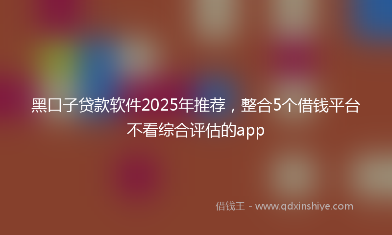 黑口子贷款软件2025年推荐，整合5个借钱平台不看综合评估的app