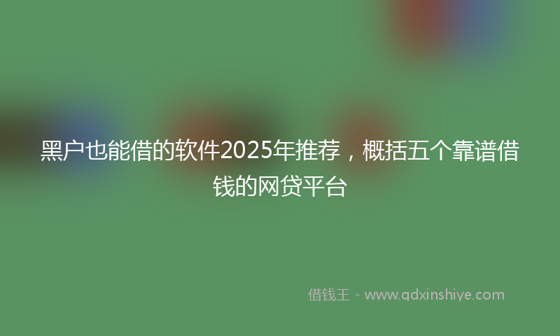黑户也能借的软件2025年推荐，概括五个靠谱借钱的网贷平台