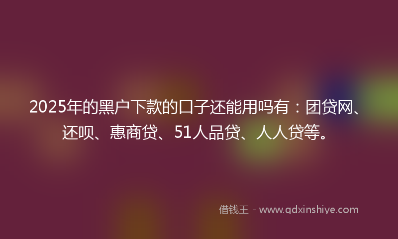 2025年的黑户下款的口子还能用吗有：团贷网、还呗、惠商贷、51人品贷、人人贷等。