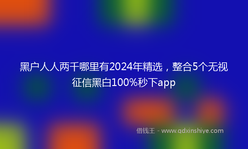 黑户人人两千哪里有2024年精选，整合5个无视征信黑白100%秒下app