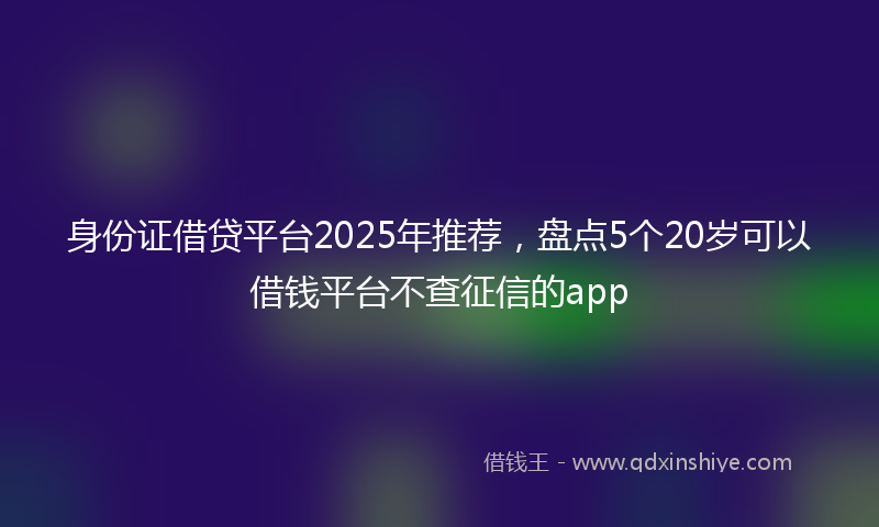 身份证借贷平台2025年推荐，盘点5个20岁可以借钱平台不查征信的app