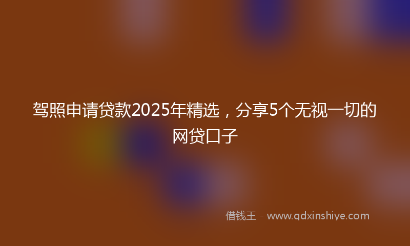 驾照申请贷款2025年精选，分享5个无视一切的网贷口子