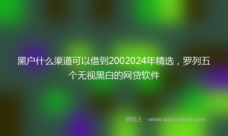 黑户什么渠道可以借到2002024年精选，罗列五个无视黑白的网贷软件