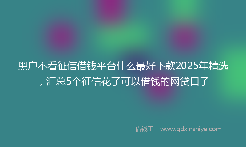 黑户不看征信借钱平台什么最好下款2025年精选，汇总5个征信花了可以借钱的网贷口子