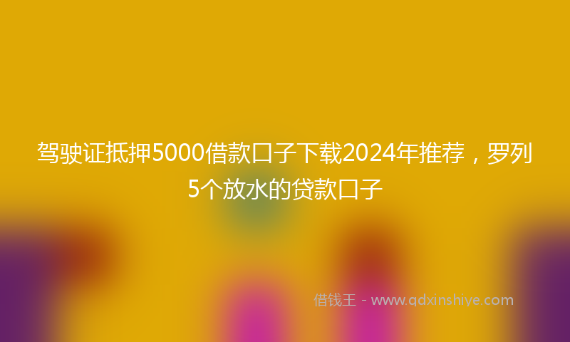 驾驶证抵押5000借款口子下载2024年推荐，罗列5个放水的贷款口子