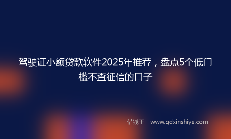 驾驶证小额贷款软件2025年推荐，盘点5个低门槛不查征信的口子